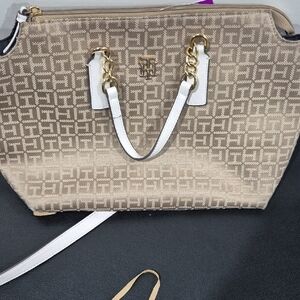 Tommy Hilfiger Tan and White Shoulder Bag
